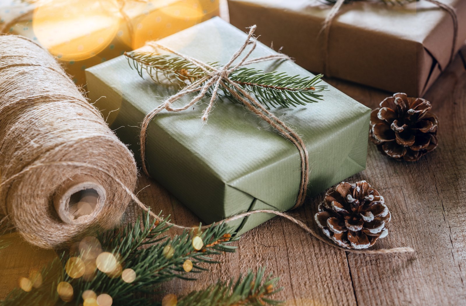 Christmas gift wrapping supplies and accessories, New Year holiday gift wrap