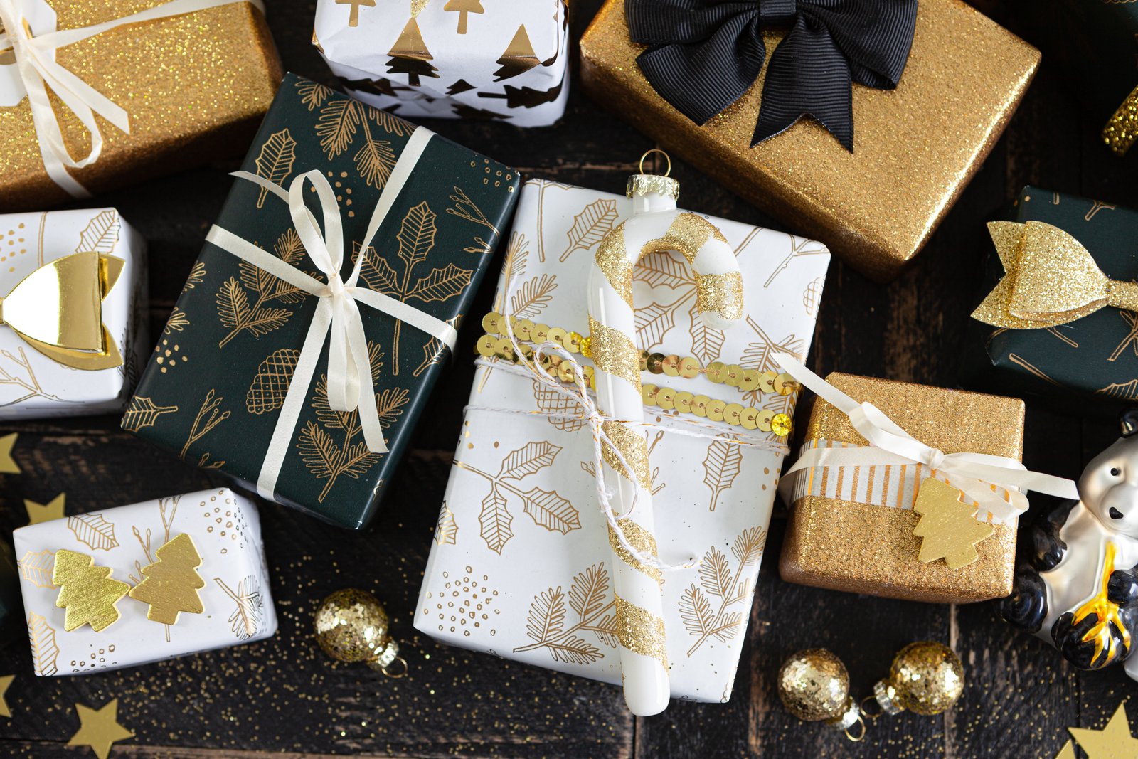 Festive gift wrapped presents